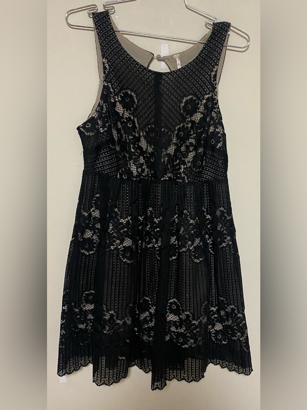 bebe Black Lace Mini Dress with Floral Overlay